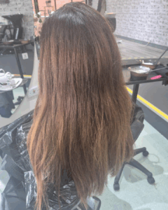 Rosy Brunette Balayage Before